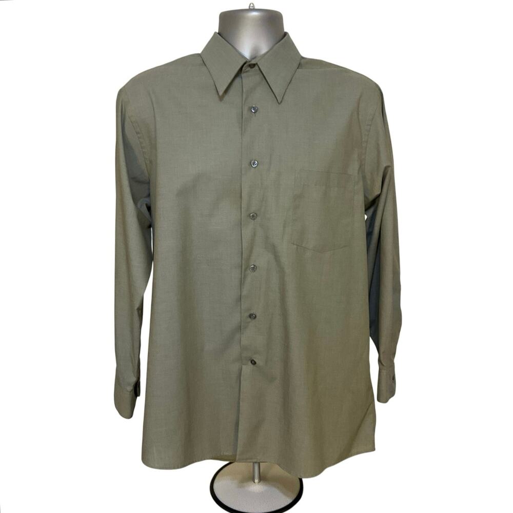 Van Heusen Men’s Classic Fit Long Sleeve Dress Shirt 16 32/33 Olive Green